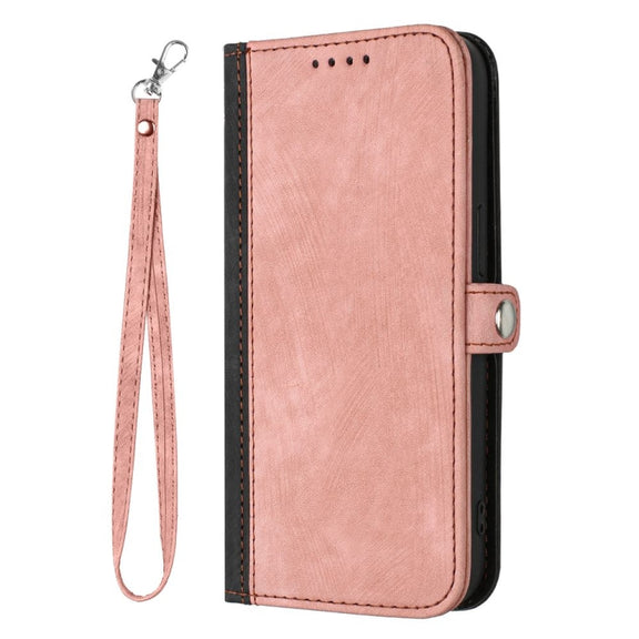 For Motorola Moto G Stylus 5G 2024 Side Buckle Double Fold Hand Strap Leather Phone Case(Pink)