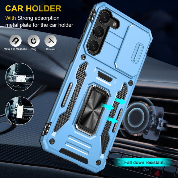 For Samsung Galaxy S24+ 5G Armor PC + TPU Camera Shield Phone Case(Light Blue)