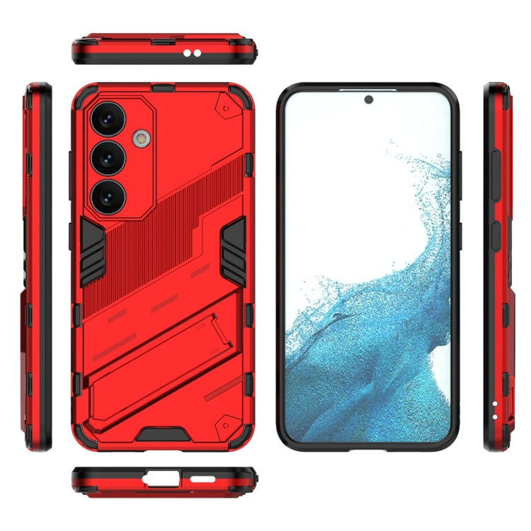 For Samsung Galaxy S24 5G Punk Armor 2 in 1 PC + TPU Shockproof Phone Case with Invisible Holder(Red) - Galaxy S24 5G Cases by PMC TechLife | Online Shopping South Africa | PMC TechLife | Buy Now Pay Later Mobicred