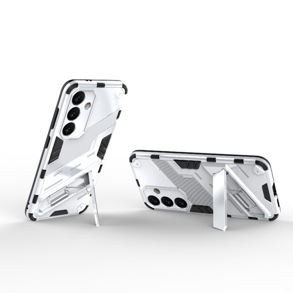 For Samsung Galaxy S24 5G Punk Armor 2 in 1 PC + TPU Shockproof Phone Case with Invisible Holder(White)