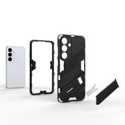 For Samsung Galaxy S24 5G Punk Armor 2 in 1 PC + TPU Shockproof Phone Case with Invisible Holder(Light Red)