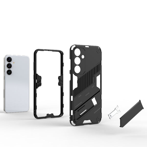 For Samsung Galaxy S24+ 5G Punk Armor 2 in 1 PC + TPU Shockproof Phone Case with Invisible Holder(White)