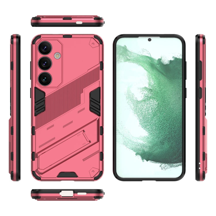 For Samsung Galaxy S24+ 5G Punk Armor 2 in 1 PC + TPU Shockproof Phone Case with Invisible Holder(Light Red) - Galaxy S24+ 5G Cases by PMC TechLife | Online Shopping South Africa | PMC TechLife
