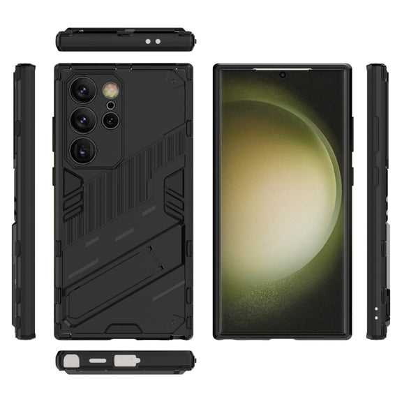 For Samsung Galaxy S24 Ultra 5G Punk Armor 2 in 1 PC + TPU Shockproof Phone Case with Invisible Holder(Black)