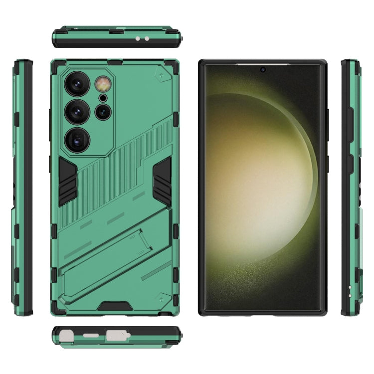 For Samsung Galaxy S24 Ultra 5G Punk Armor 2 in 1 PC + TPU Shockproof Phone Case with Invisible Holder(Green) - Galaxy S24 Ultra 5G Cases by PMC TechLife | Online Shopping South Africa | PMC TechLife
