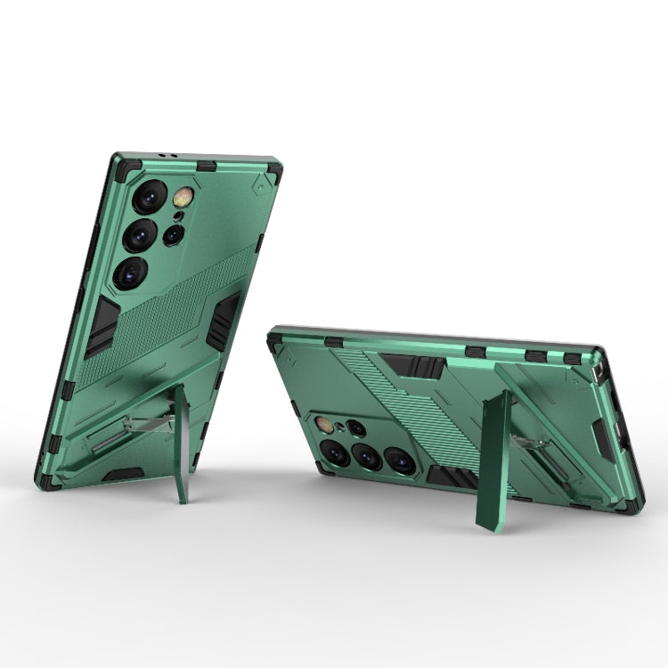 For Samsung Galaxy S24 Ultra 5G Punk Armor 2 in 1 PC + TPU Shockproof Phone Case with Invisible Holder(Green) - Galaxy S24 Ultra 5G Cases by PMC TechLife | Online Shopping South Africa | PMC TechLife