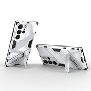 For Samsung Galaxy S24 Ultra 5G Punk Armor 2 in 1 PC + TPU Shockproof Phone Case with Invisible Holder(White)