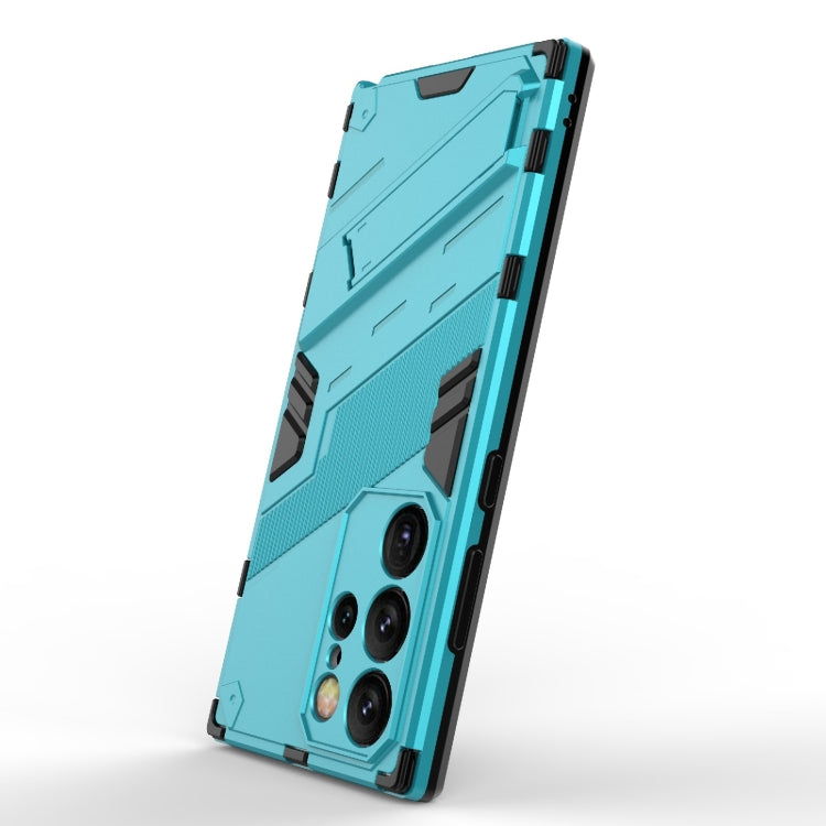 For Samsung Galaxy S24 Ultra 5G Punk Armor 2 in 1 PC + TPU Shockproof Phone Case with Invisible Holder(Blue)