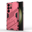 For Samsung Galaxy S24 Ultra 5G Punk Armor 2 in 1 PC + TPU Shockproof Phone Case with Invisible Holder(Light Red) - Galaxy S24 Ultra 5G Cases by PMC TechLife | Online Shopping South Africa | PMC TechLife