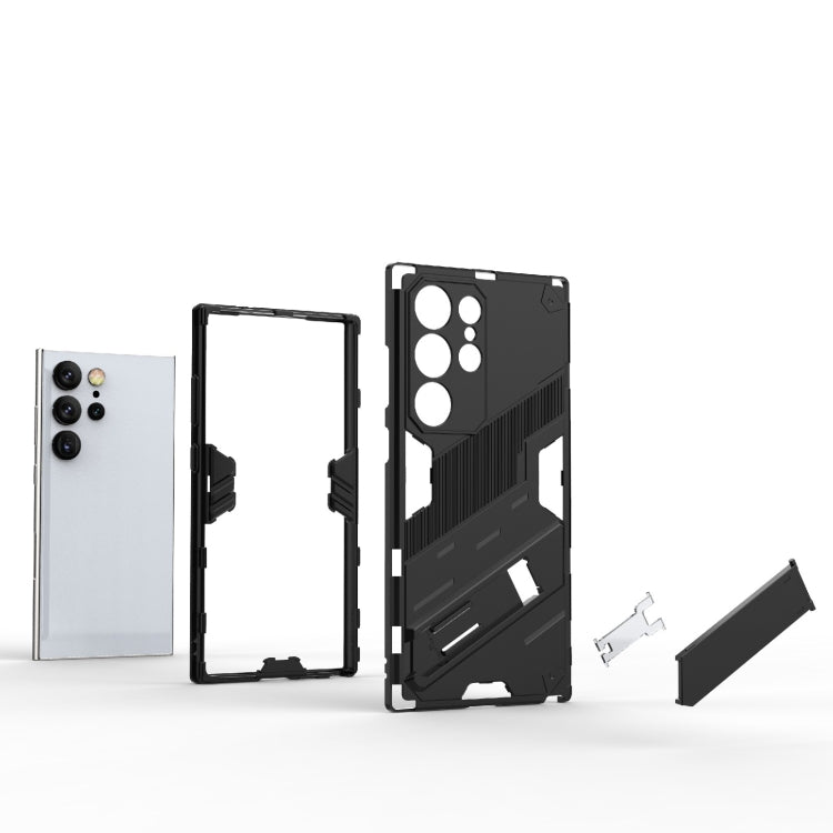 For Samsung Galaxy S24 Ultra 5G Punk Armor 2 in 1 PC + TPU Shockproof Phone Case with Invisible Holder(Light Red) - Galaxy S24 Ultra 5G Cases by PMC TechLife | Online Shopping South Africa | PMC TechLife