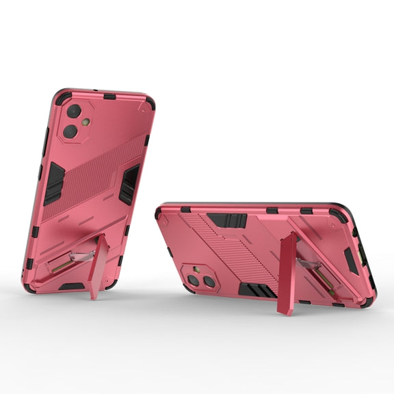 For Samsung Galaxy A05 4G Punk Armor 2 in 1 PC + TPU Shockproof Phone Case with Invisible Holder(Light Red)