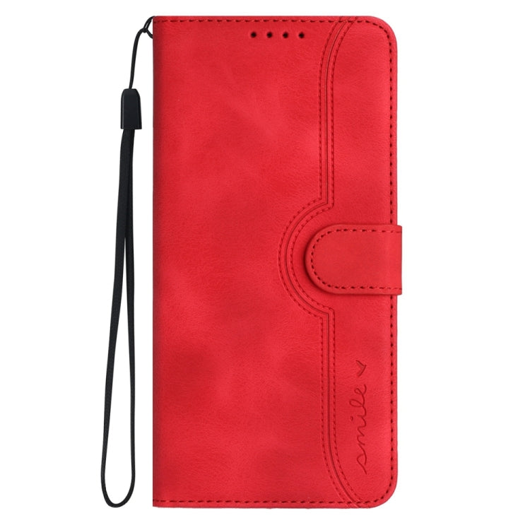 For iPhone 16 Pro Max Heart Pattern Skin Feel Leather Phone Case(Red)