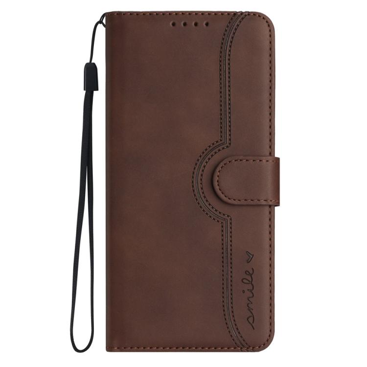For iPhone 17 Air Heart Pattern Skin Feel Leather Phone Case(Brown)