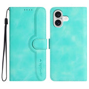 For iPhone 17 Heart Pattern Skin Feel Leather Phone Case(Light Blue)