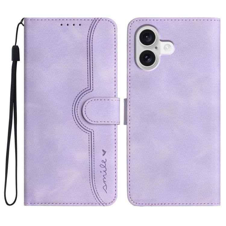 For iPhone 17 Heart Pattern Skin Feel Leather Phone Case(Purple) - free shipping - PMc TechLife - Order now!