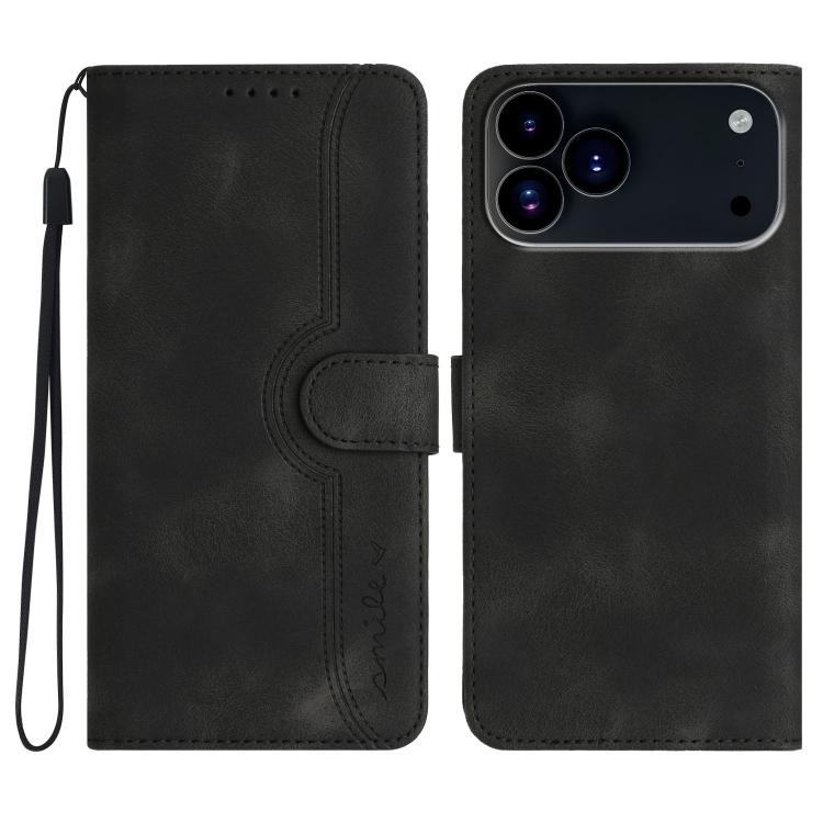 For iPhone 17 Pro Max Heart Pattern Skin Feel Leather Phone Case(Black) - free shipping - PMc TechLife - Order now!
