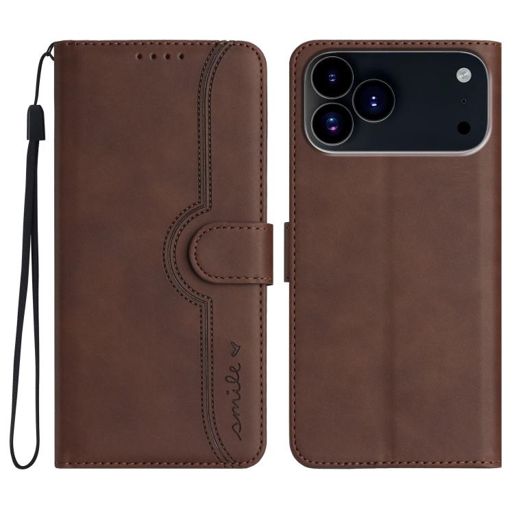 For iPhone 17 Pro Heart Pattern Skin Feel Leather Phone Case(Brown) - free shipping - PMc TechLife - Order now!
