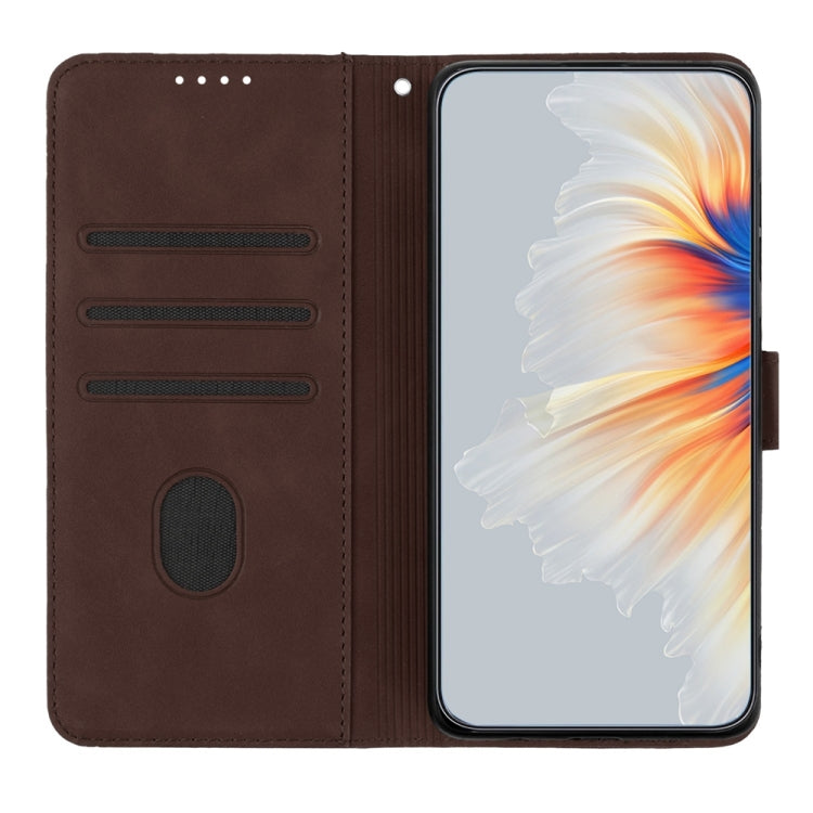 For Motorola Moto G Power 5G 2024 Heart Pattern Skin Feel Leather Phone Case(Brown) - Motorola Cases by PMC Jewellery | Online Shopping South Africa | PMC Jewellery | Buy Now Pay Later Mobicred