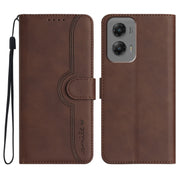 For Motorola Moto G Stylus 5G 2024 Heart Pattern Skin Feel Leather Phone Case(Brown)