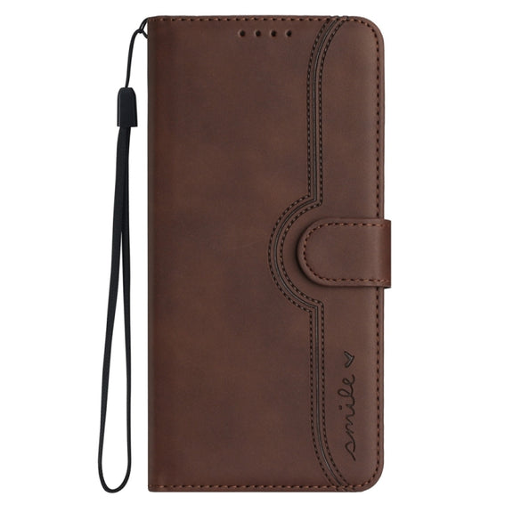 For Motorola Moto G Stylus 5G 2024 Heart Pattern Skin Feel Leather Phone Case(Brown)