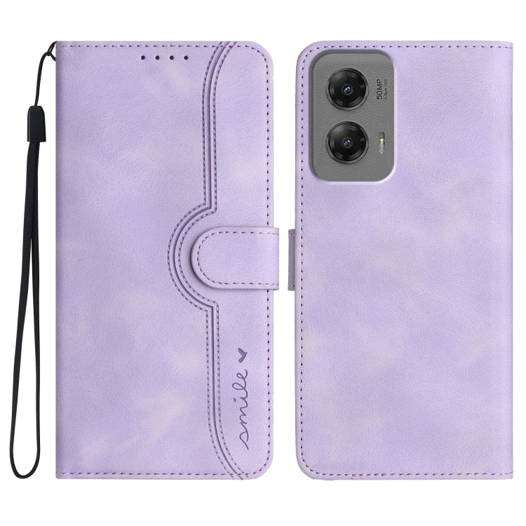For Motorola Moto G Stylus 5G 2024 Heart Pattern Skin Feel Leather Phone Case(Purple) - Motorola Cases by PMC Jewellery | Online Shopping South Africa | PMC Jewellery | Buy Now Pay Later Mobicred