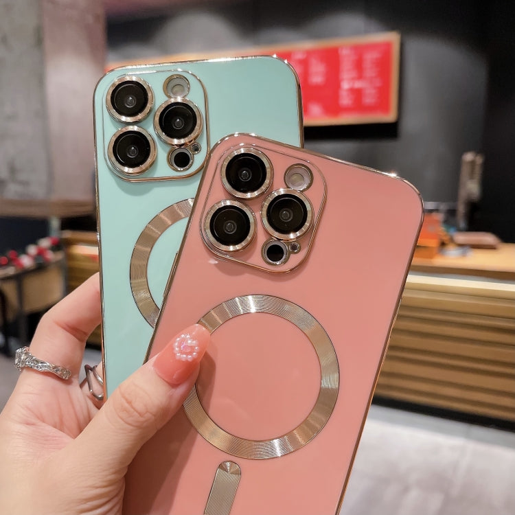 For iPhone 13 Magsafe Plating TPU Phone Case with Lens Film(Light Blue) - iPhone 13 Cases by PMC TechLife | Online Shopping South Africa | PMC TechLife