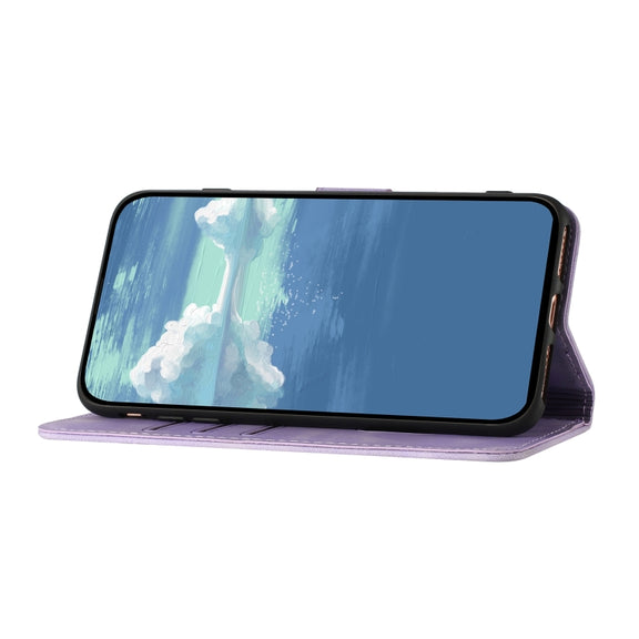 For Huawei Pura 70 Line Pattern Skin Feel Leather Phone Case(Light Purple)
