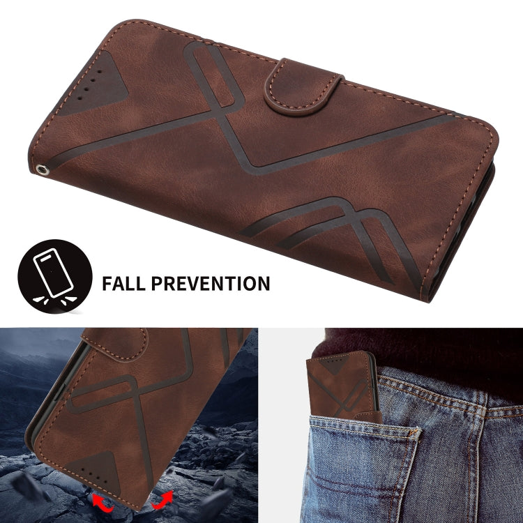 For Huawei Pura 70 Line Pattern Skin Feel Leather Phone Case(Coffee) - Huawei Cases by PMC Jewellery | Online Shopping South Africa | PMC Jewellery | Buy Now Pay Later Mobicred