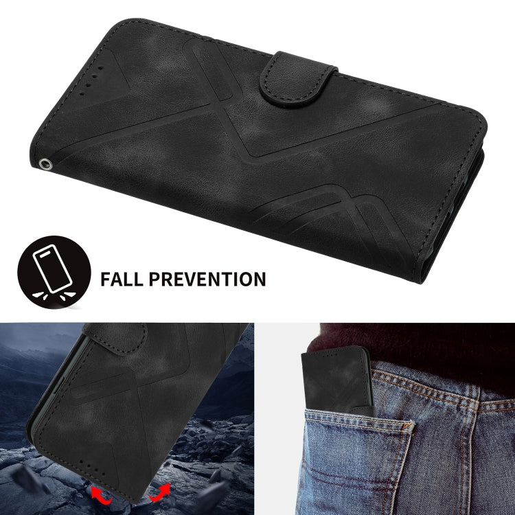 For Huawei Pura 70 Line Pattern Skin Feel Leather Phone Case(Black) - Huawei Cases by PMC Jewellery | Online Shopping South Africa | PMC Jewellery | Buy Now Pay Later Mobicred