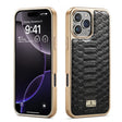 For iPhone 16 Pro Max Fierre Shann Python Texture Electroplating PU Phone Case(Black) - free shipping - PMC Jewellery - Order now!