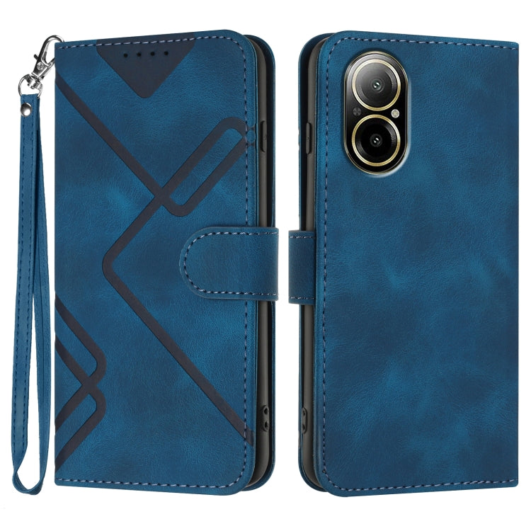 For Realme C67 4G Global Line Pattern Skin Feel Leather Phone Case(Royal Blue) - C67 Cases by PMC TechLife | Online Shopping South Africa | PMC TechLife | Buy Now Pay Later Mobicred