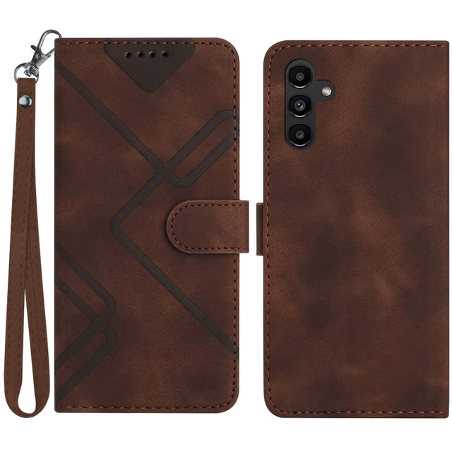 For Samsung Galaxy S23 FE 5G Line Pattern Skin Feel Leather Phone Case(Coffee)