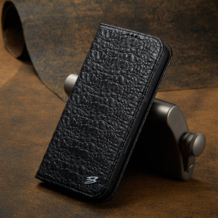 For iPhone 16 Plus Fierre Shann Crocodile Texture Magnetic Genuine Leather Phone Case(Black) - free shipping - PMC Jewellery - Order now!