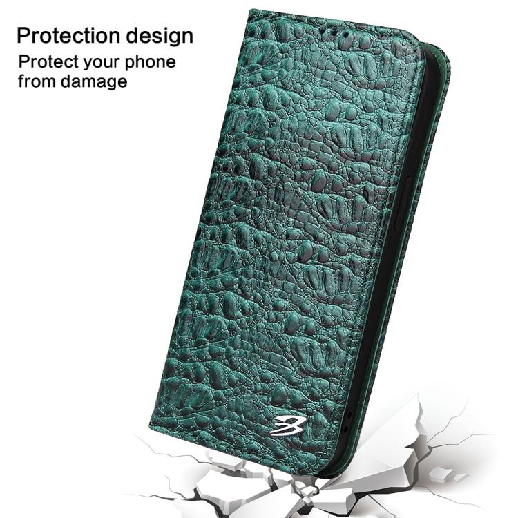 For iPhone 16e Fierre Shann Crocodile Texture Magnetic Genuine Leather Phone Case(Green) - free shipping - PMc TechLife - Order now!