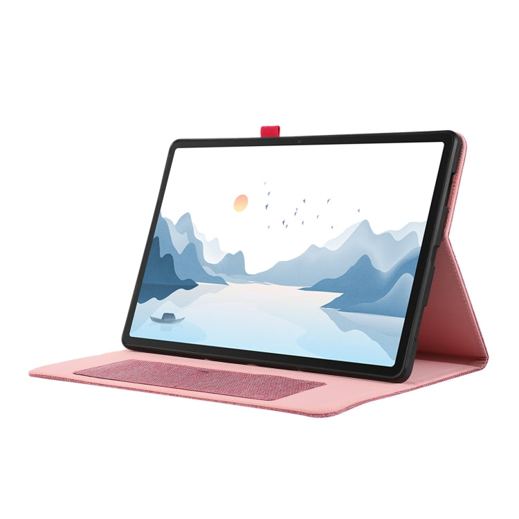 For Lenovo Tab P12 Horizontal Flip TPU + Fabric PU Leather Tablet Case(Rose Red) - Lenovo by PMC TechLife | Online Shopping South Africa | PMC TechLife | Buy Now Pay Later Mobicred