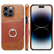 For iPhone 15 Pro Max Fierre Shann Oil Wax Texture Genuine Leather Back Cover Phone Case(Brown) - free shipping - PMC TechLife - Order now!