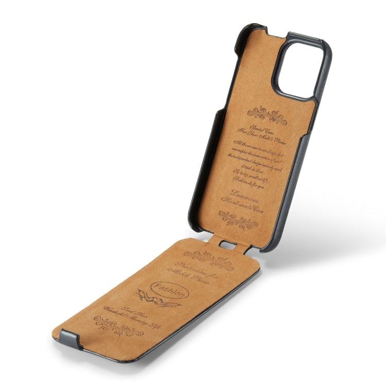 For iPhone 15 Fierre Shann Oil Wax Texture Vertical Flip PU Phone Case(Black) - iPhone 15 Cases by FIERRE SHANN | Online Shopping South Africa | PMC TechLife | Buy Now Pay Later Mobicred