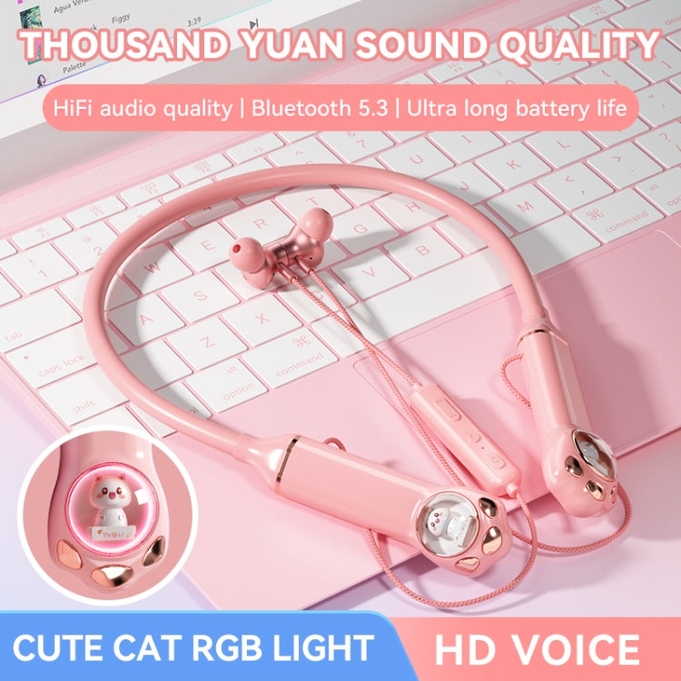 K1692 Meow Planet Neck-mounted Noise Reduction Sports Bluetooth Earphones(Blue)