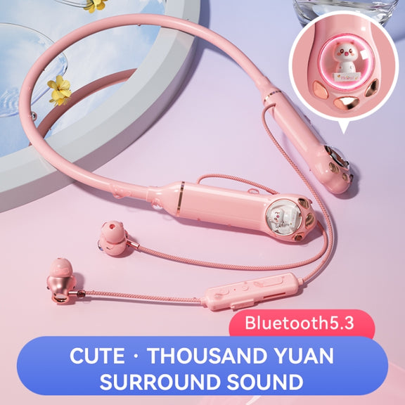 K1692 Meow Planet Neck-mounted Noise Reduction Sports Bluetooth Earphones(Blue)