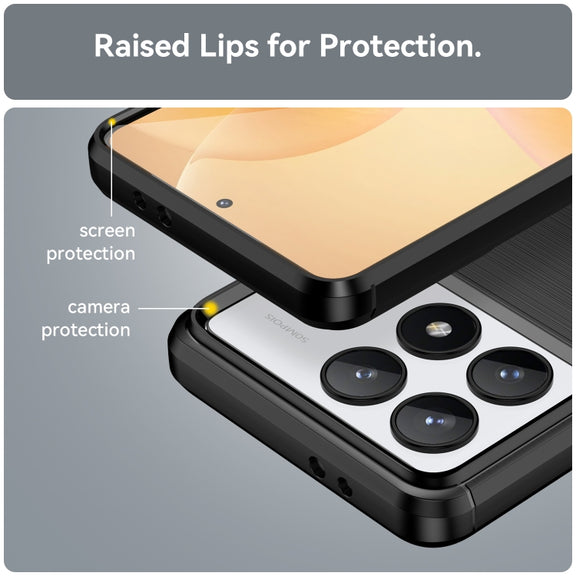 For Xiaomi Redmi K70 Pro Brushed Texture Carbon Fiber TPU Phone Case(Black)