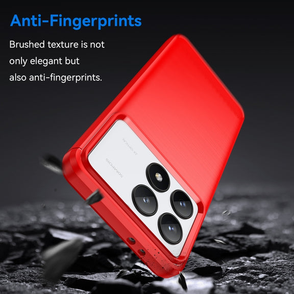 For Xiaomi Redmi K70 Pro Brushed Texture Carbon Fiber TPU Phone Case(Red)