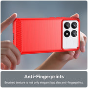 For Xiaomi Redmi K70 Pro Brushed Texture Carbon Fiber TPU Phone Case(Red)