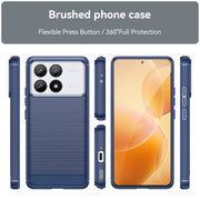 For Xiaomi Redmi K70 Pro Brushed Texture Carbon Fiber TPU Phone Case(Blue)
