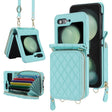 For Samsung Galaxy Z Flip5 Rhombic Texture Card Bag Phone Case with Dual Lanyard(Green) - free shipping - PMC TechLife - Order now!