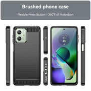 For Motorola Moto G54 Global Brushed Texture Carbon Fiber TPU Phone Case(Black)