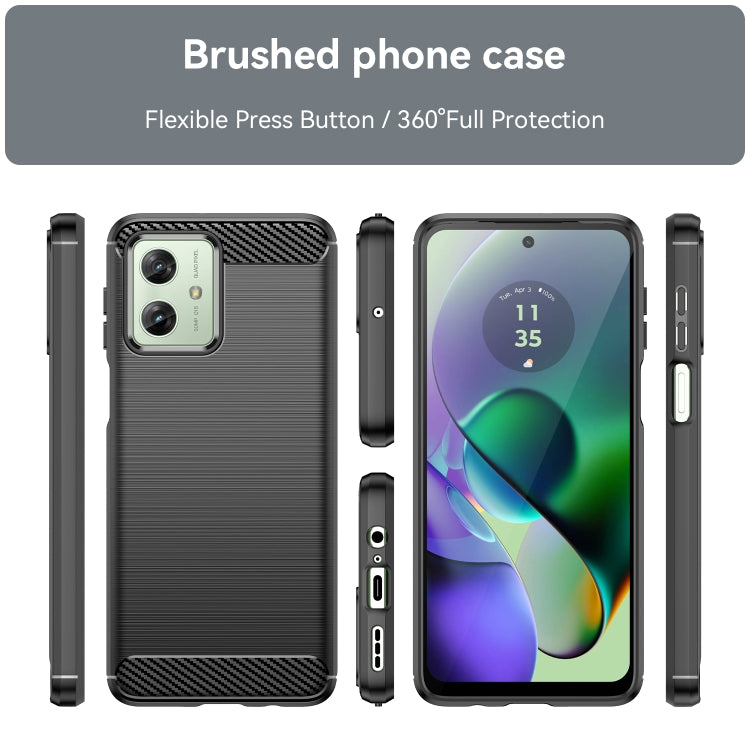 For Motorola Moto G54 Global Brushed Texture Carbon Fiber TPU Phone Case(Black)