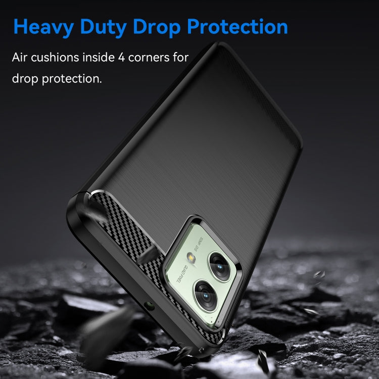 For Motorola Moto G54 Global Brushed Texture Carbon Fiber TPU Phone Case(Black) - Motorola Cases by PMC TechLife | Online Shopping South Africa | PMC TechLife | Buy Now Pay Later Mobicred
