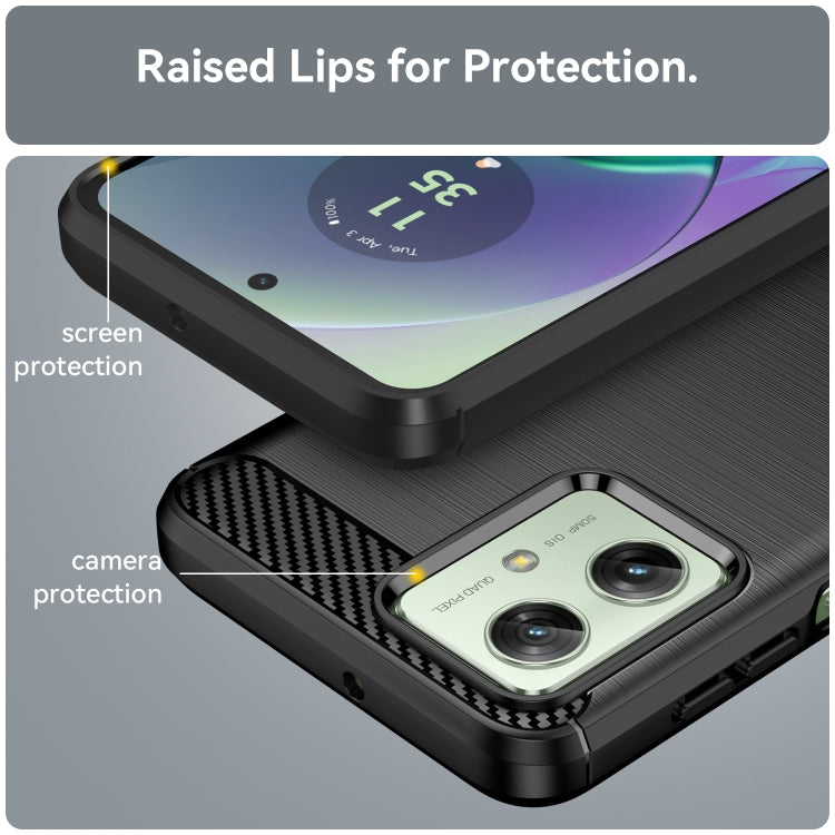 For Motorola Moto G54 Global Brushed Texture Carbon Fiber TPU Phone Case(Black) - Motorola Cases by PMC TechLife | Online Shopping South Africa | PMC TechLife | Buy Now Pay Later Mobicred