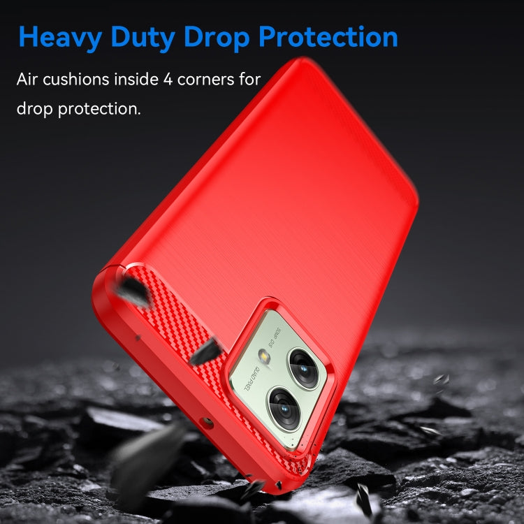 For Motorola Moto G54 Global Brushed Texture Carbon Fiber TPU Phone Case(Red) - Motorola Cases by PMC TechLife | Online Shopping South Africa | PMC TechLife | Buy Now Pay Later Mobicred