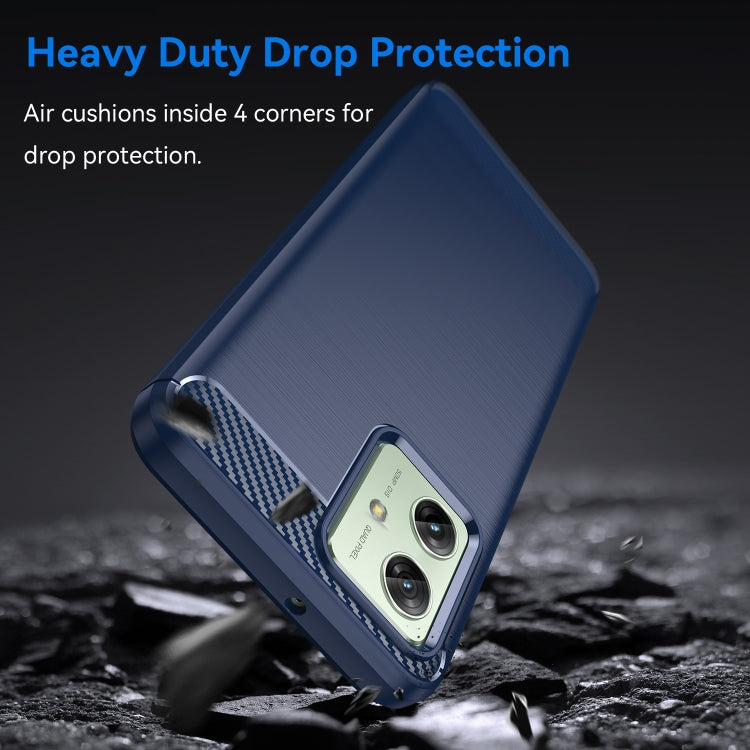 For Motorola Moto G54 Global Brushed Texture Carbon Fiber TPU Phone Case(Blue) - Motorola Cases by PMC TechLife | Online Shopping South Africa | PMC TechLife | Buy Now Pay Later Mobicred